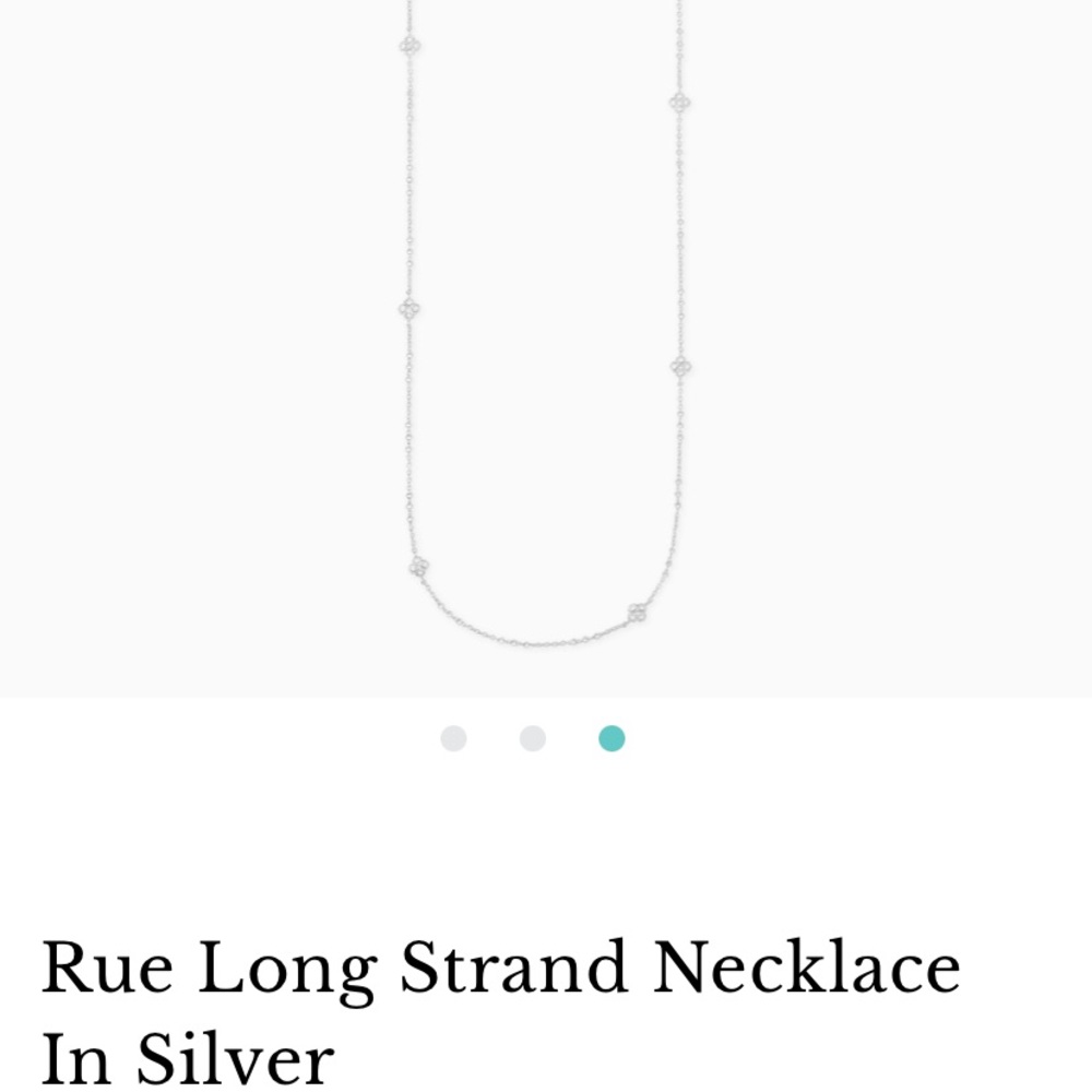Kendra Scott “Rue Long Strand” silver necklace. 36” L. Perfect condition!